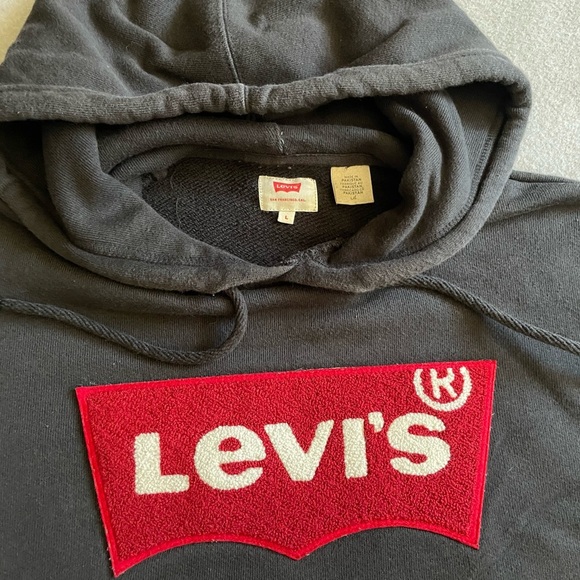 🖤 Levi’s 3D Stitched Logo Pullover Hoodie Men’s Size Large – Black Sweatshirt - Picture 2 of 6